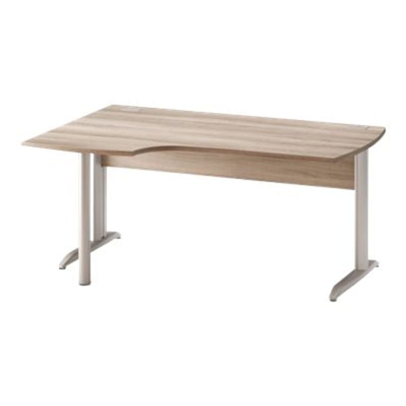 3483600784179-Bureau compact à gauche JAZZ+ - 160 cm - Pieds métal - Chêne gris-P_79426218_1-0