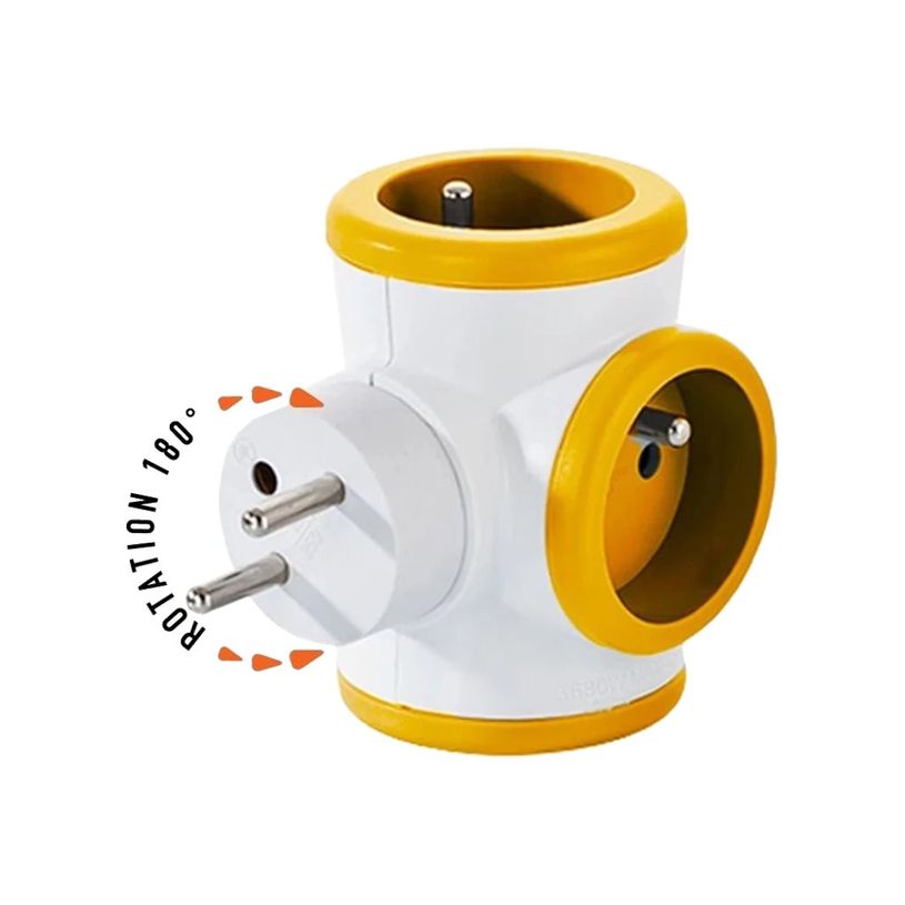 3760110685159-WATT & CO - Multiprise triplite rotative - blanc/orange-P_79428860_1-0