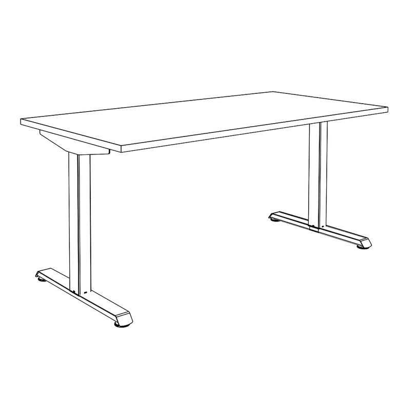 3253310160040-Bureau LEVEL - Bureau éléctrique - L160 - pied blanc - plateau Blanc perle-P_79429788_5-5