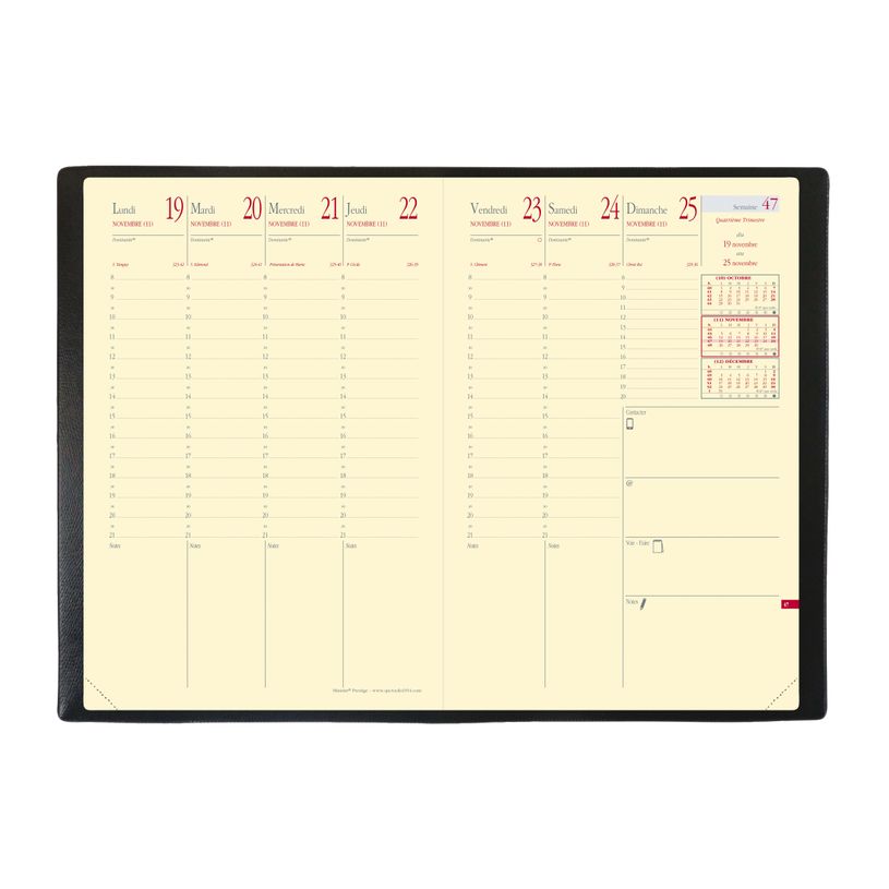 3371010318681-Agenda Soho Ministre Prestige - 1 semaine sur 2 pages - 16 x 24 cm - marron glacé - Quo Va-P_79430847_2-1
