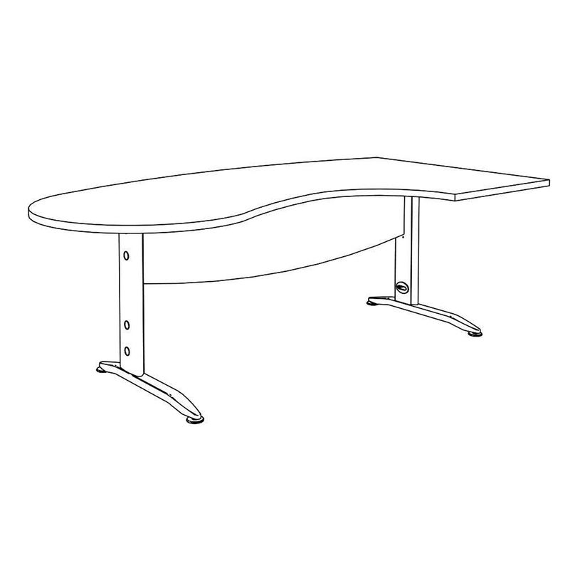 3253310161405-Bureau compact manager retour à gauche IDRA - 200 cm - Pied blanc - Chêne gris (Pieds de renfort obligato-P_79432203_6-4