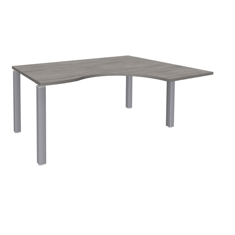 3253310164451-Bureau compact EXPRIM - L180 cm - Retour droite - Plateau imitation Chêne gris - Pieds alu (Pieds de renfort obligato-P_79432326_1-0