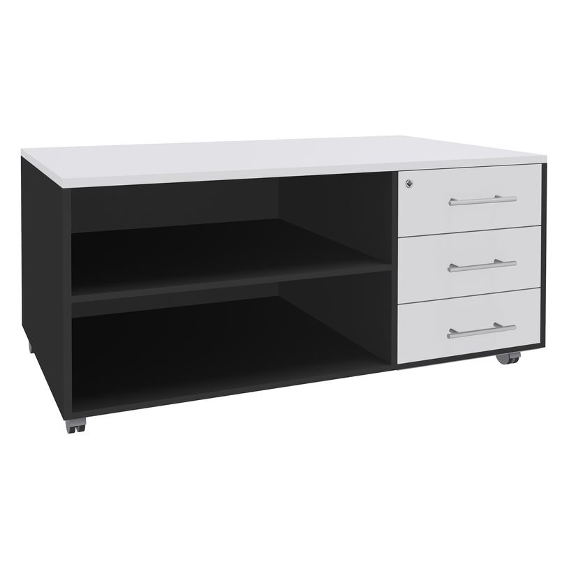 3253310165441-Console mobile EXPRIM/LOFTER/LEVEL - L120 x H63 x P60 cm - 3 tiroirs - coté anthracite - finition -P_79432425_1-0