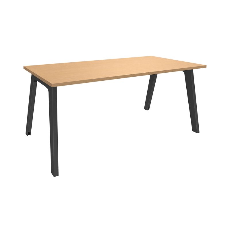 3253310161986-Bureau simple STEELY - L140 cm - Pieds carbone - plateau imitation Hêtre-P_79432479_1-0