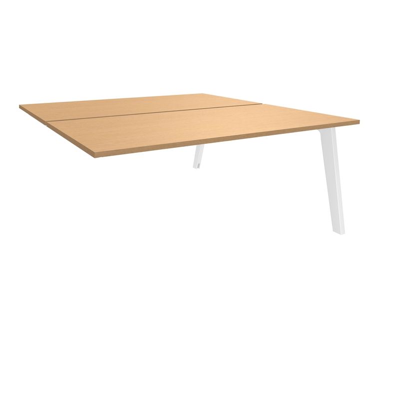 3253310163010-Bureau double STEELY - L140 cm - Double face Suivant - Pieds blanc - plateau imitation Hêt-P_79432582_1-0