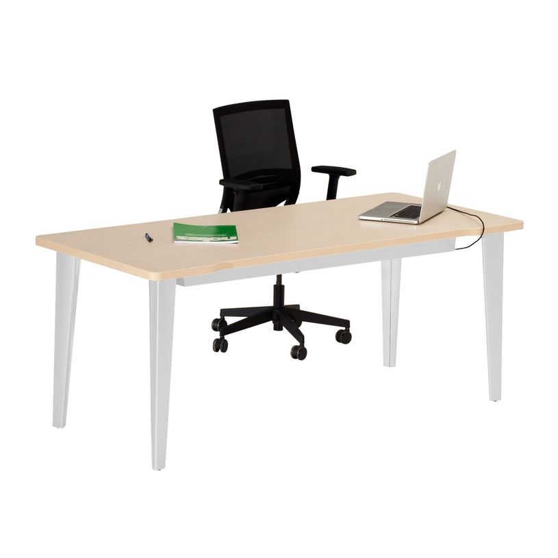 2012349455586-Bureau EVIDENCE - 80 cm - Pieds aluminium - Plateau imitation merisier-P_79441360_1-0