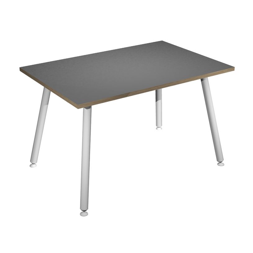 2012349510537-Bureau LEONARDO - 120 cm - Pieds métal blancs - Anthracite chants chêne-P_79441667_1-0