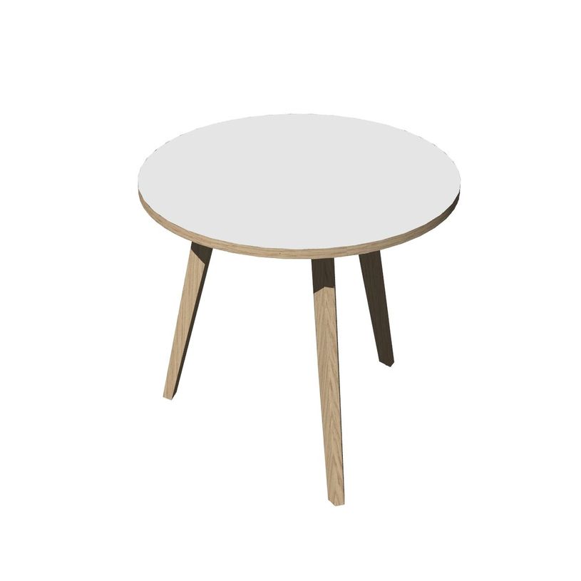 2012349512531-Table ronde - H74,4 cm - 80 cm - 3 pieds bois - plateau blanc-P_79441767_1-0