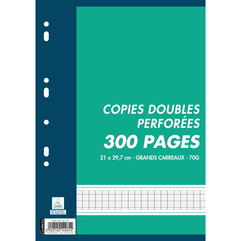 3020120142814-Cambridge - copies doubles - 300 pages - A4 - grands carreaux (Seyes) - perforées-P_79445393_1-0